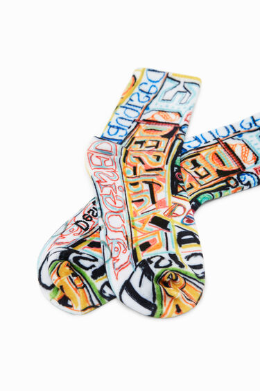 Művészi mintás zokni logóval | Desigual