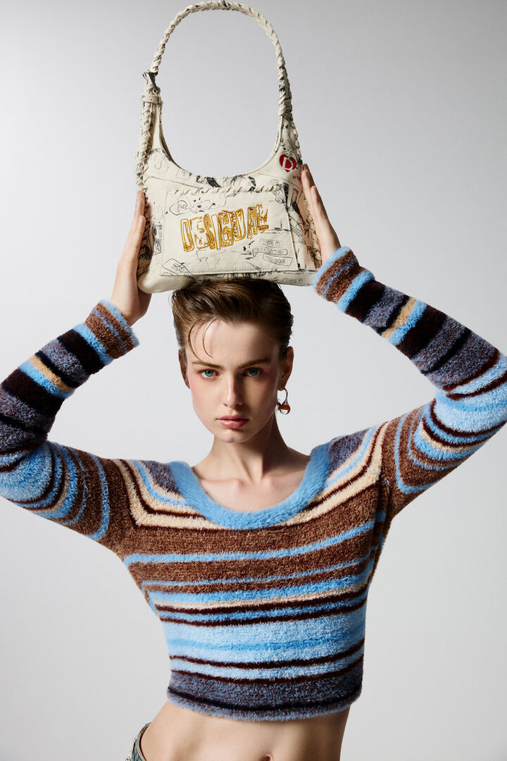 Pull court à rayures | Desigual