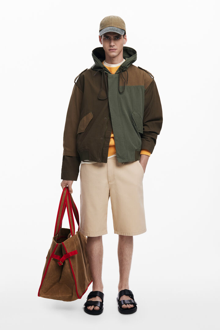Hooded jacket with patches