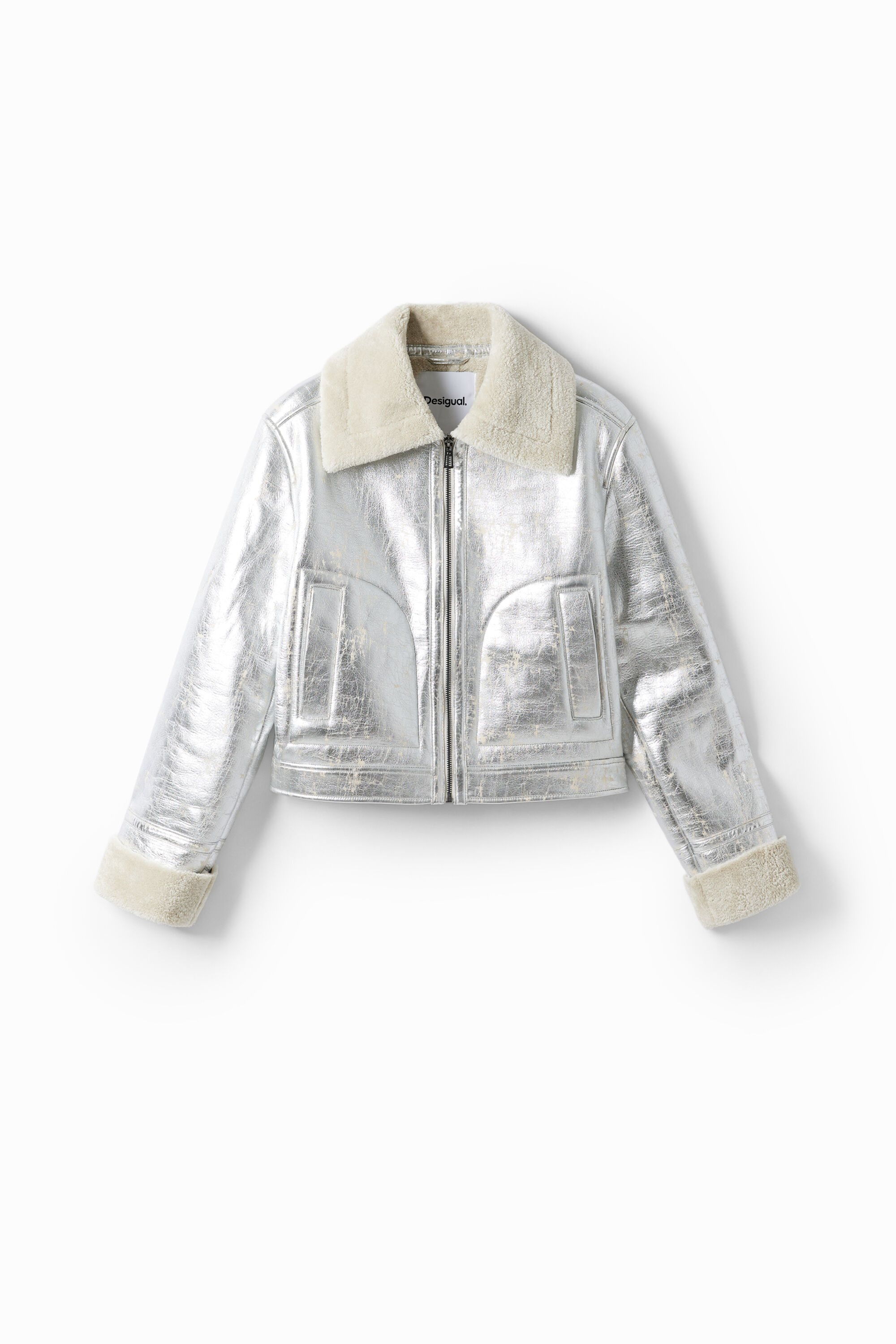 Double sided metallic aviator jacket