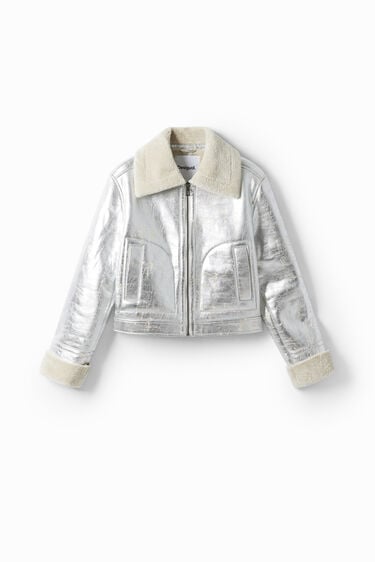 Double-sided metallic aviator jacket | Desigual