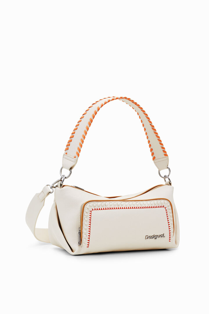 M embroidered shoulder bag