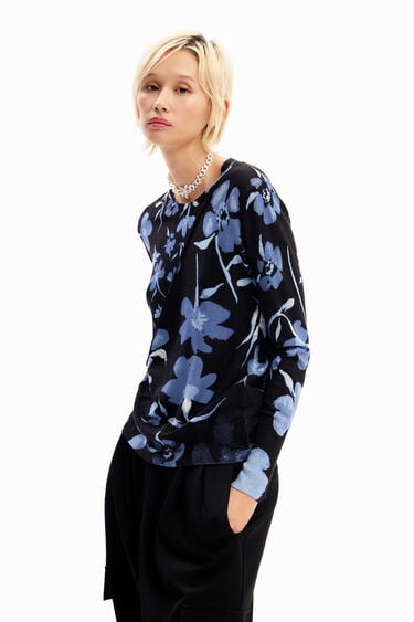 Sweter w patchworkowy nadruk w kwiaty | Desigual