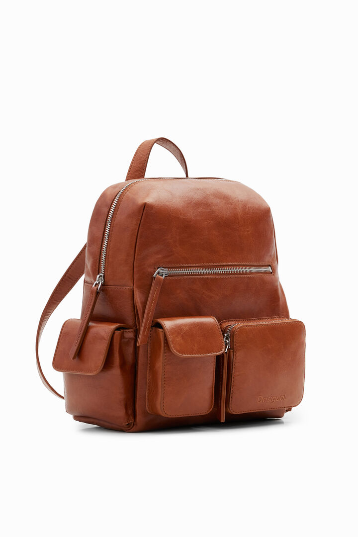 Multi-pocket leather backpack | Desigual
