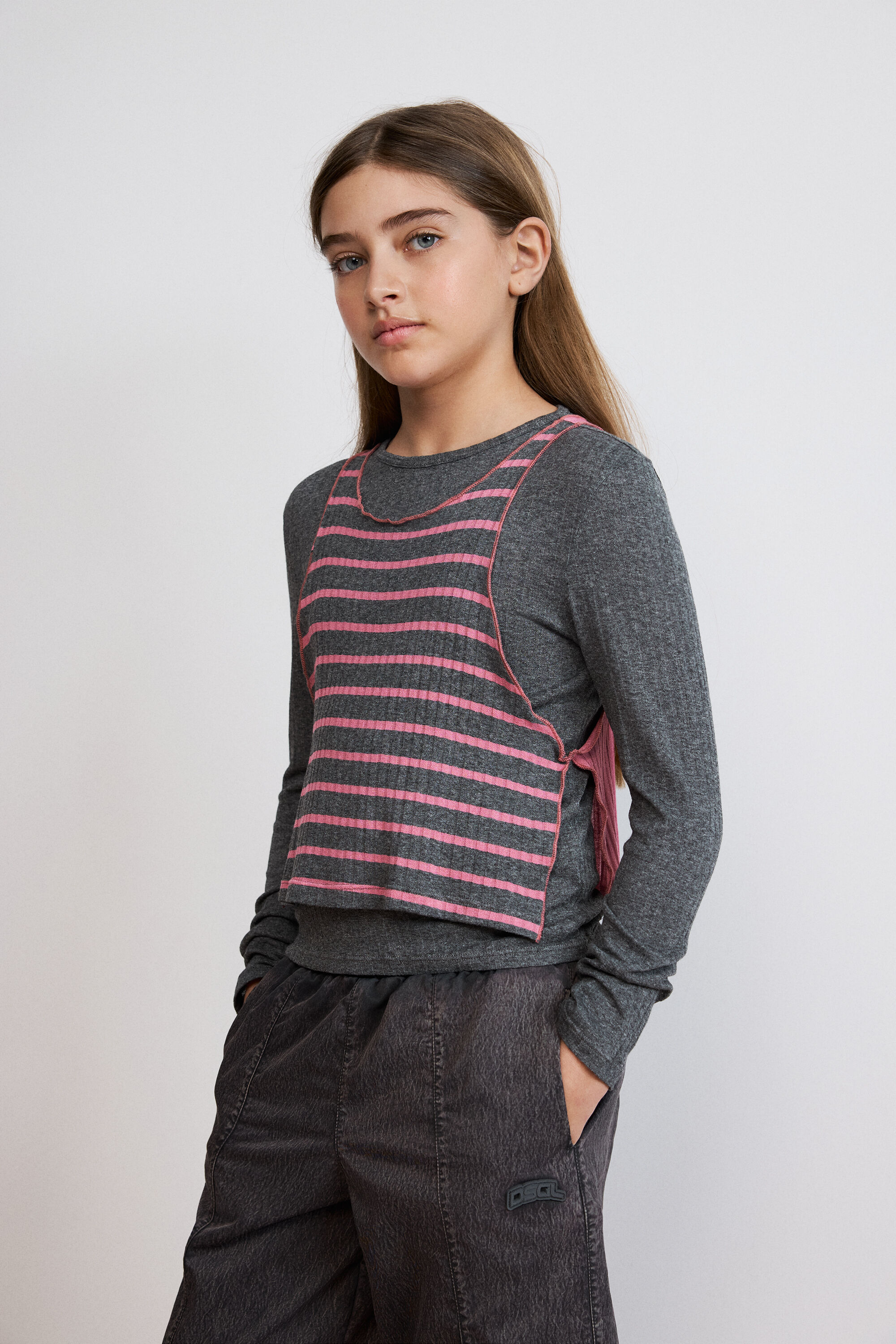 Combinatie gestreept T-shirt - BLACK - 5/6