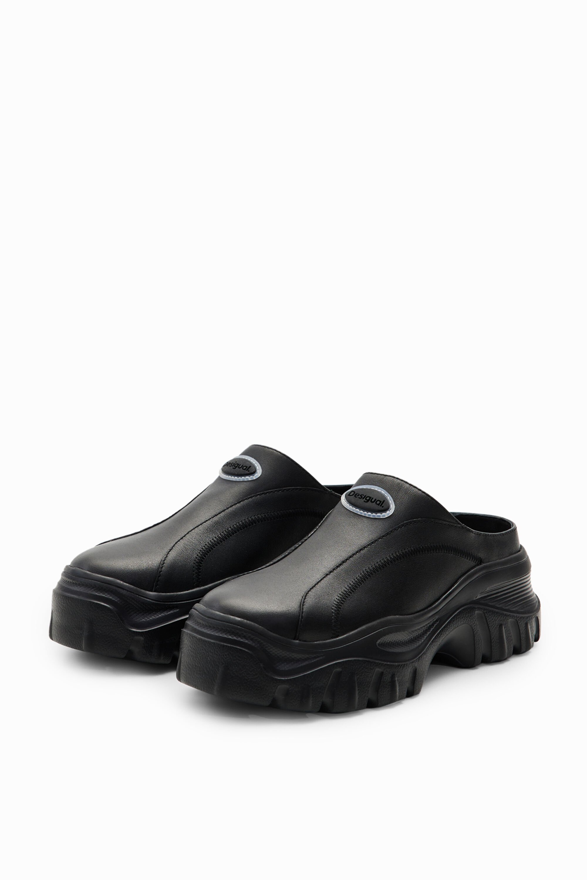 Chunky leren clogs