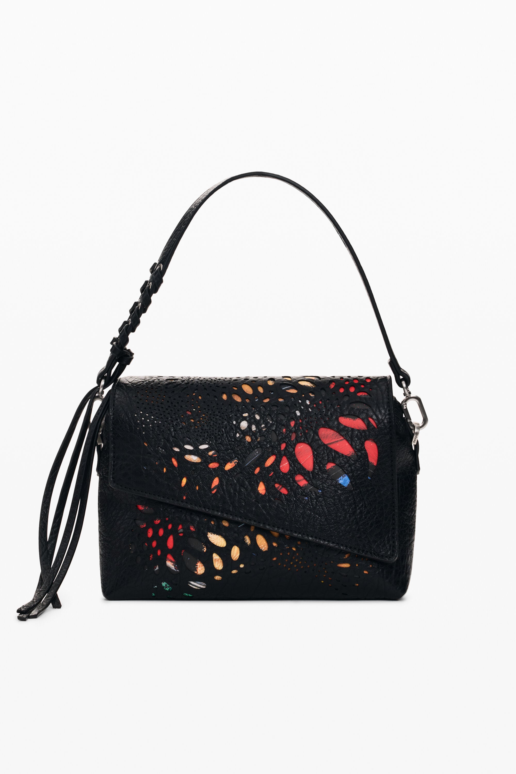 Bolso Troquelado Mediano, Poliuretano, Negro, U