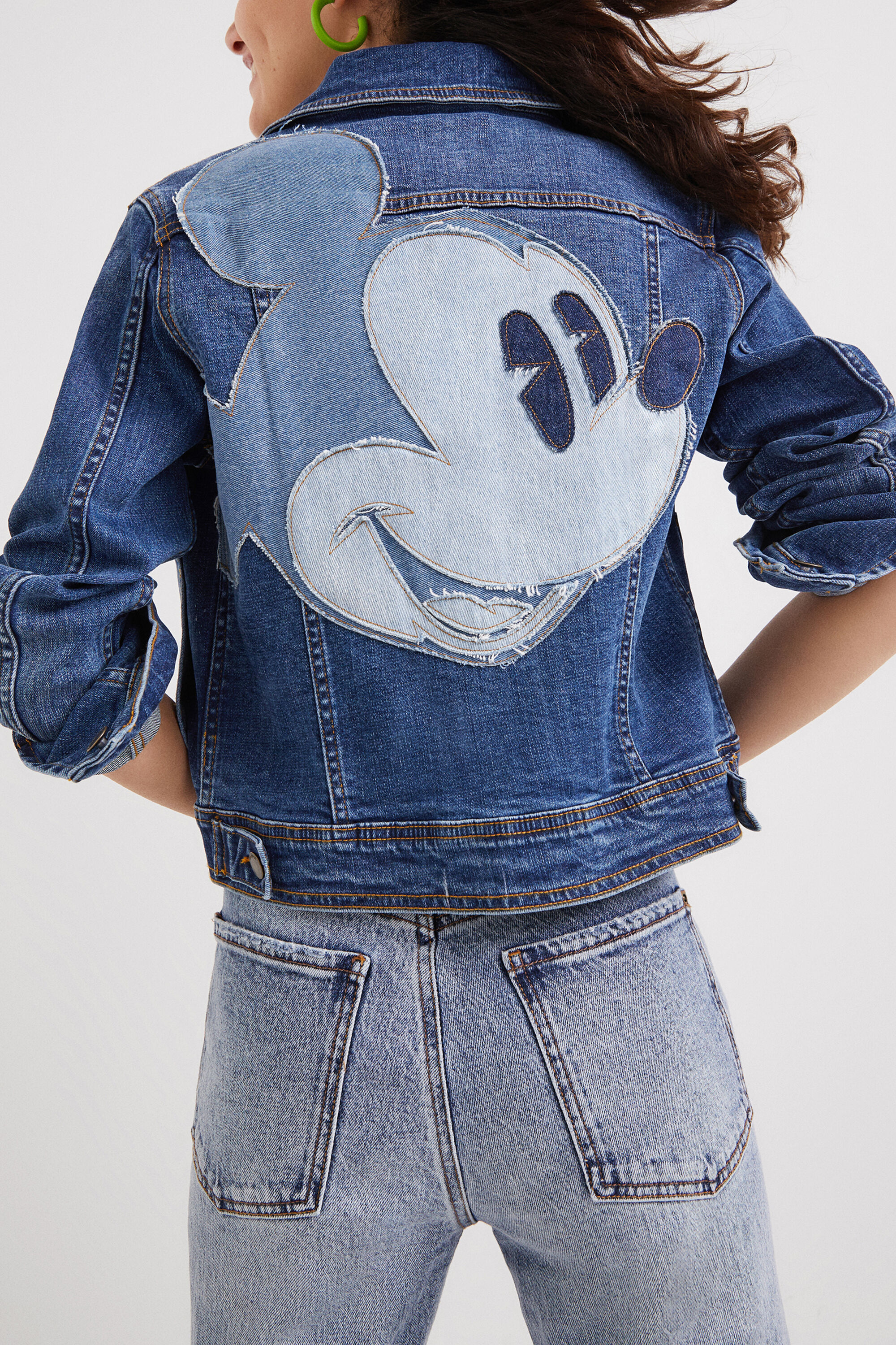 Shop Desigual Mickey Mouse Denim Jacket In Blue