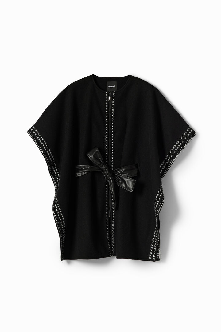 Embroidered belted poncho | Desigual
