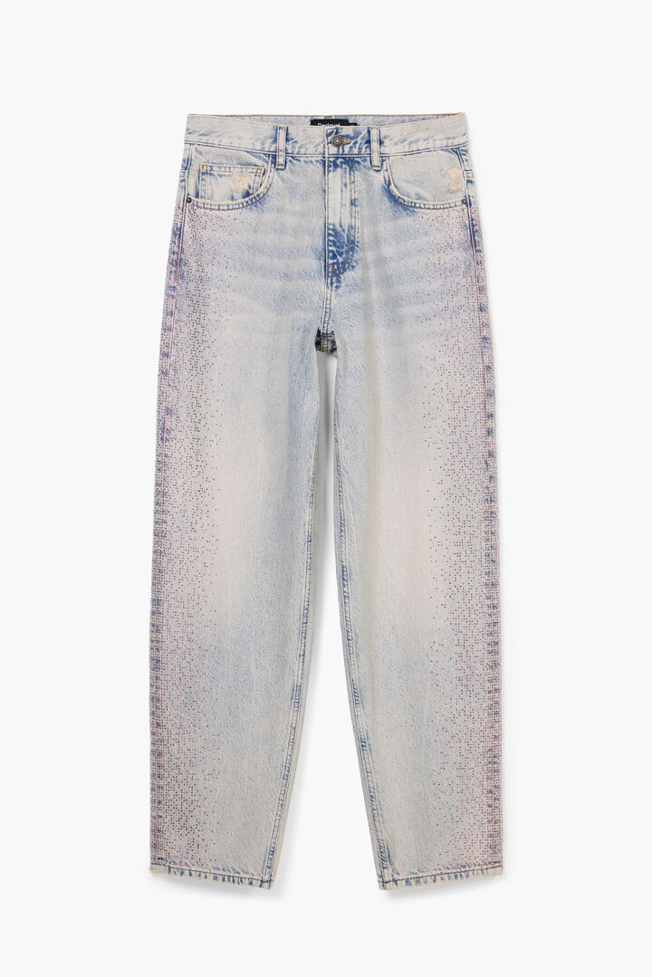 Straight jeans with rhinestones | Desigual