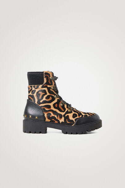 Animal print leather boots