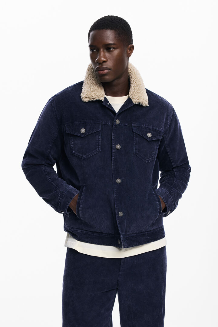 Chaqueta pana cuello efecto borrego