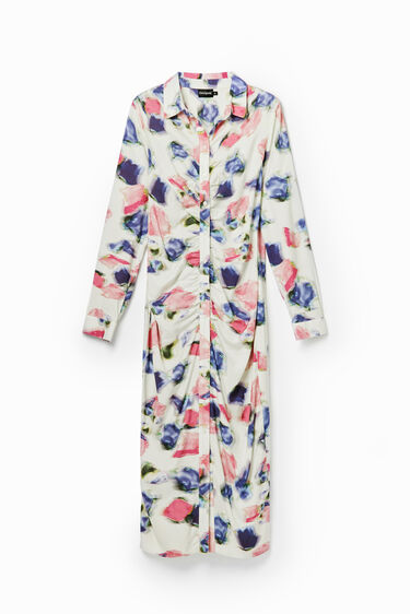 Vestit midi camiser frunzit | Desigual