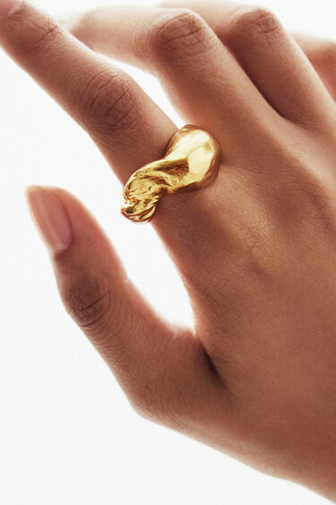 Zalio gold plated organic shape ring | Desigual