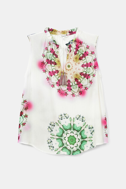 sleeveless print blouse