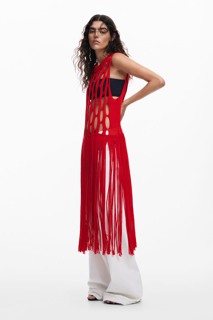 Czerwony top z frędzlami | Desigual