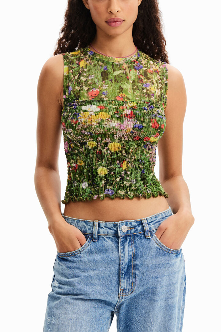 Camiseta corta floral | Desigual