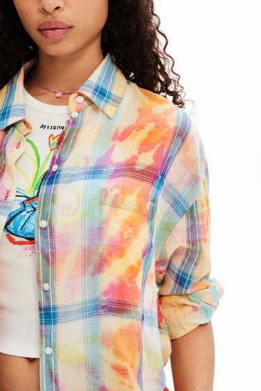 Camisa oversize cuadros tie-dye | Desigual