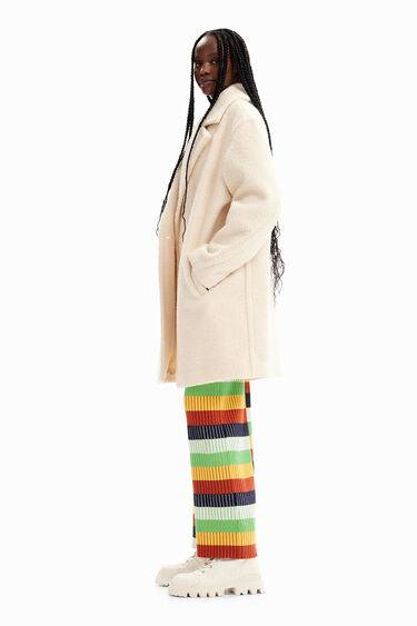 Double-breasted bouclé coat | Desigual