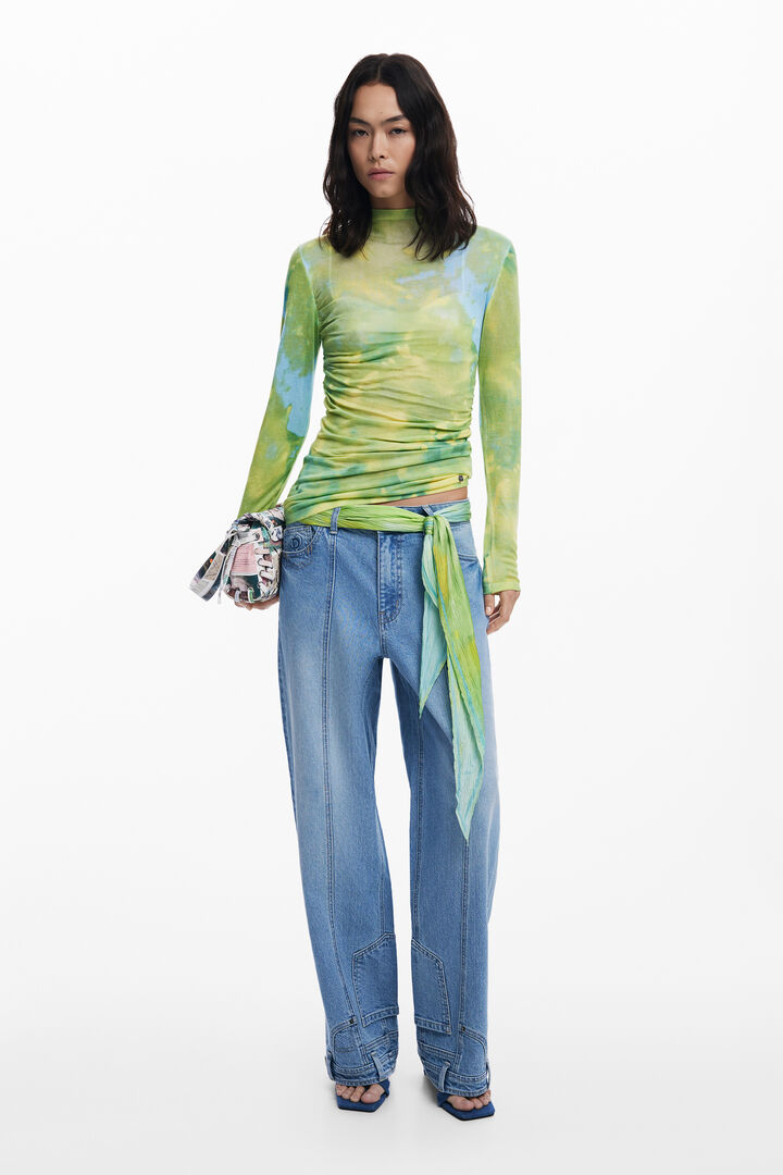 Watercolor draped fine sweater | Desigual