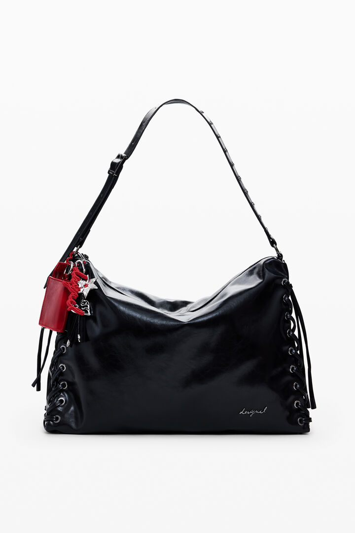 Large shiny woven bag