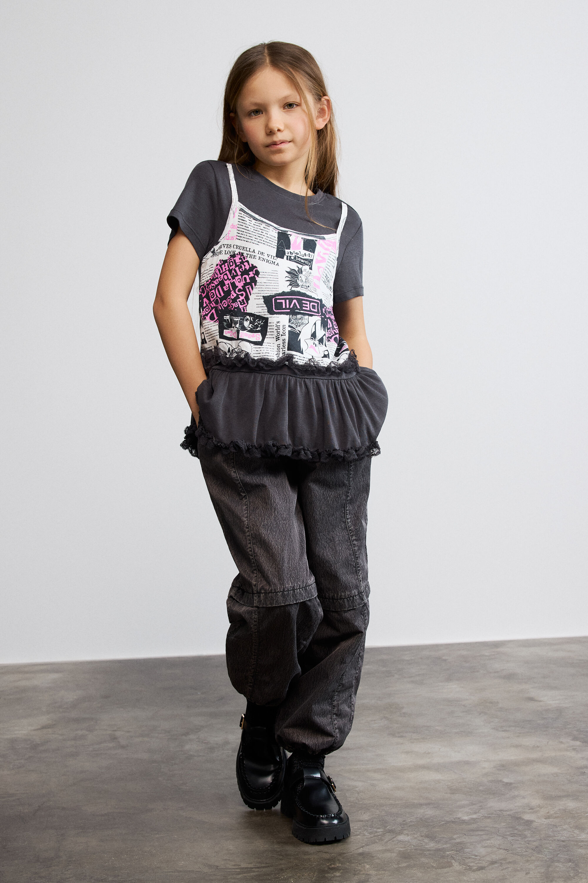 Cruella Disney™ ruffle T-shirt - BLACK - 5/6