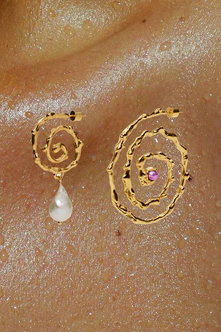 Irregular spiral earrings gold-plated Zalio