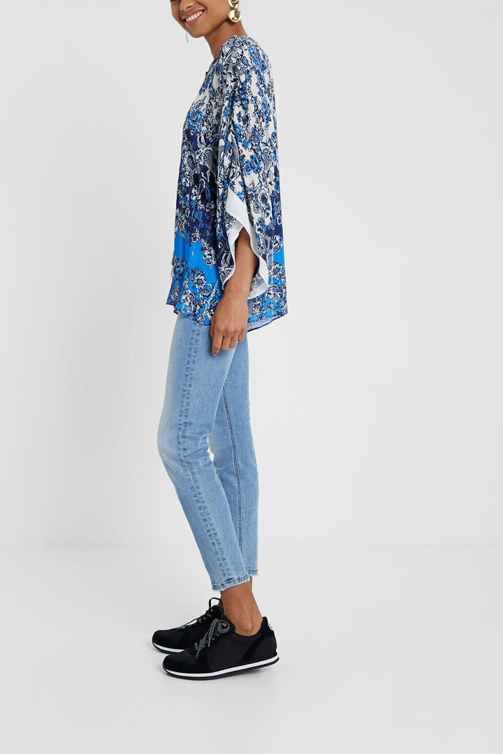 Kimono type blouse with oriental print | Desigual