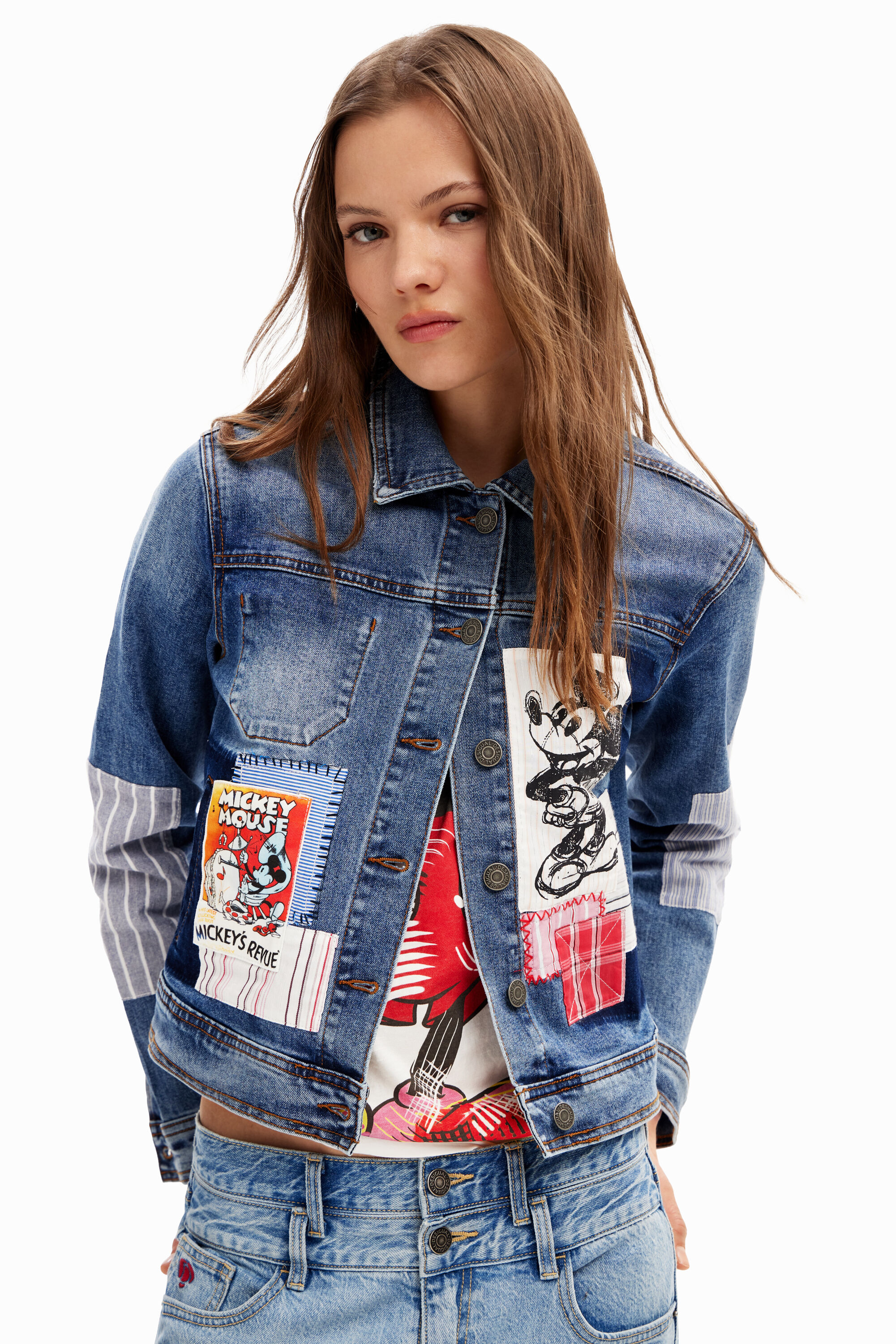 Desigual Giacca denim patch Mickey Mouse