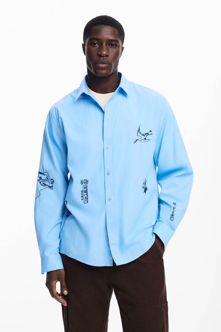 Chemise à motifs carpe