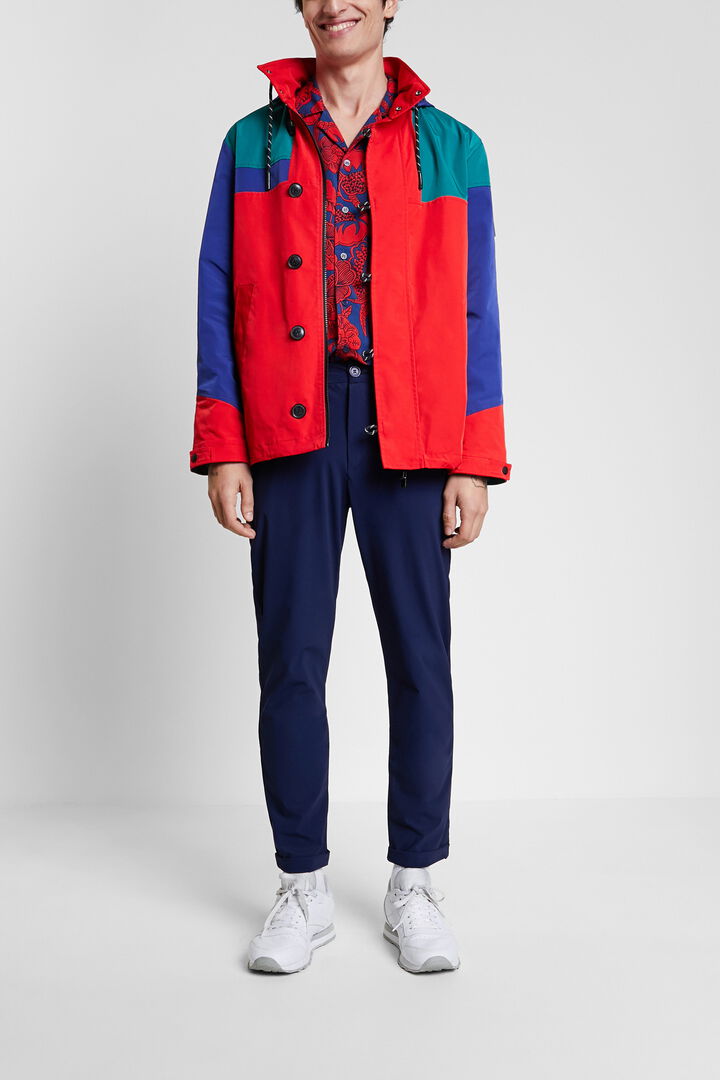 Dreifarbiger wasserdichter Parka mit Kapuze | Desigual