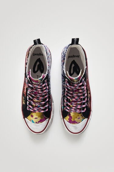 Sneakersy z wysoką cholewką platforma patchwork orientalny | Desigual