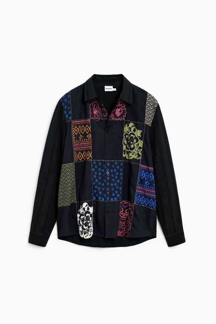 long-sleeve patchwork shirt