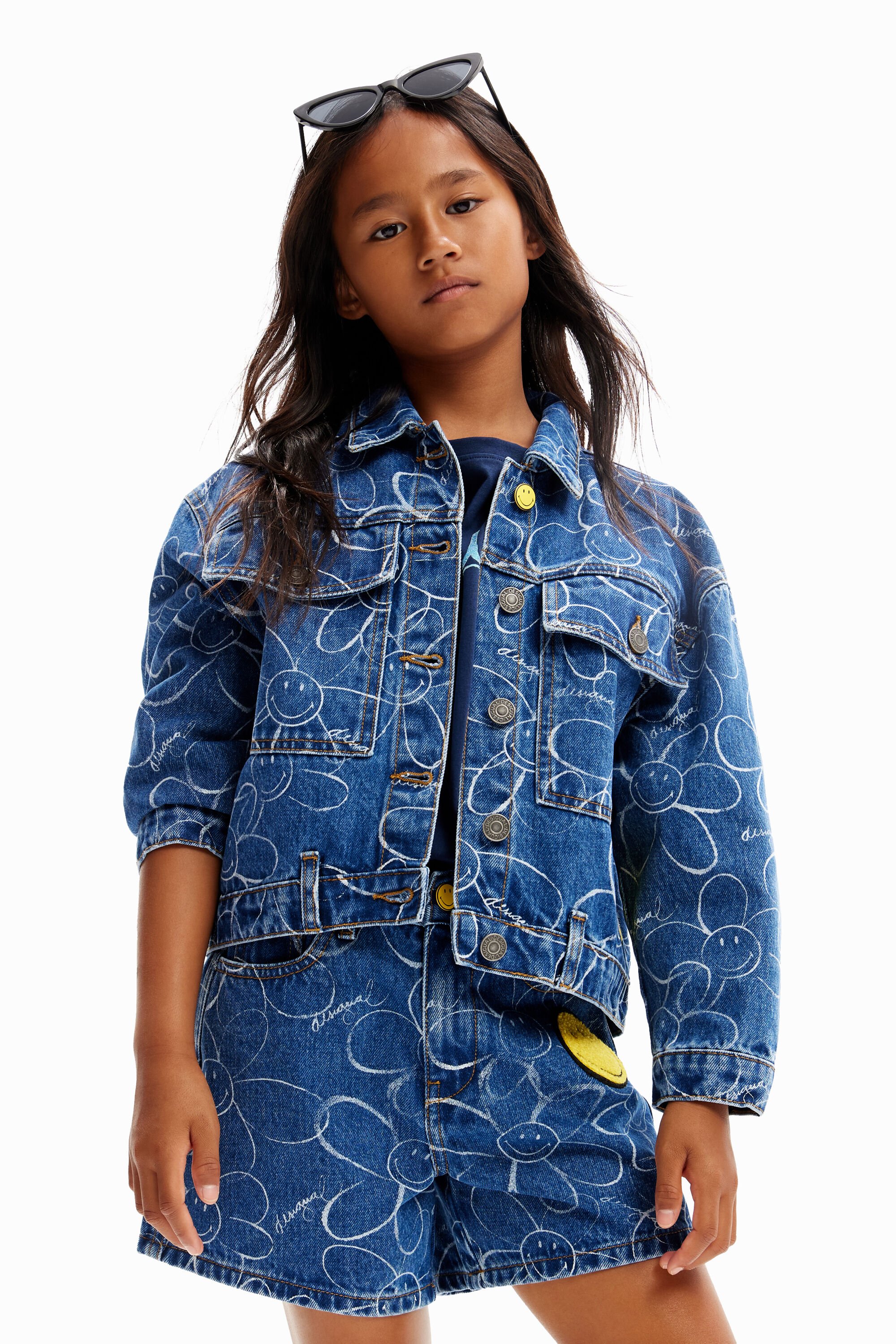 Desigual Giacca trucker denim Smiley Originals