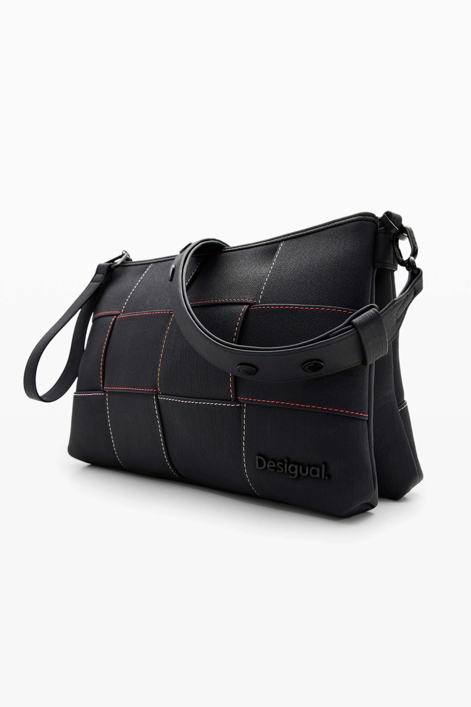 Braided crossbody bag M with topstitching