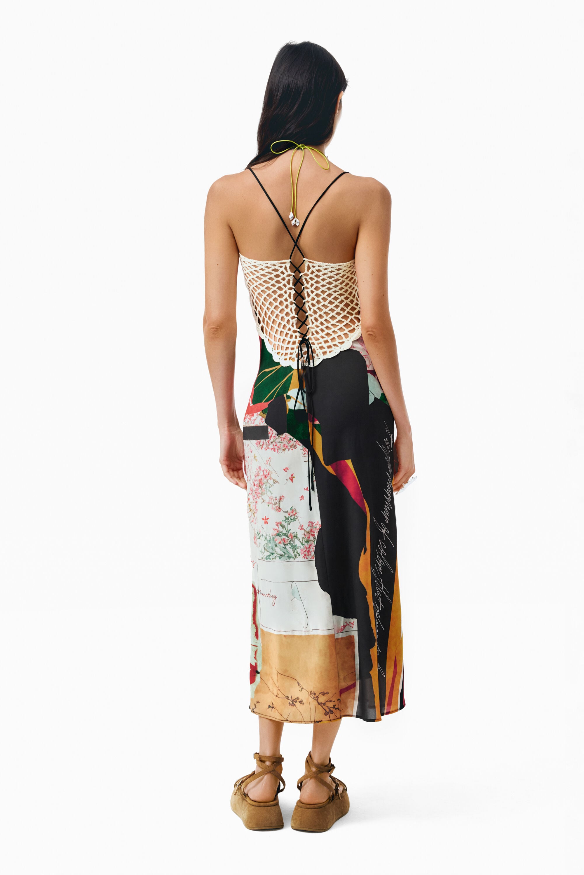 Desigual Donna Nero Vestito A Spalline In Maglia Extra Grande