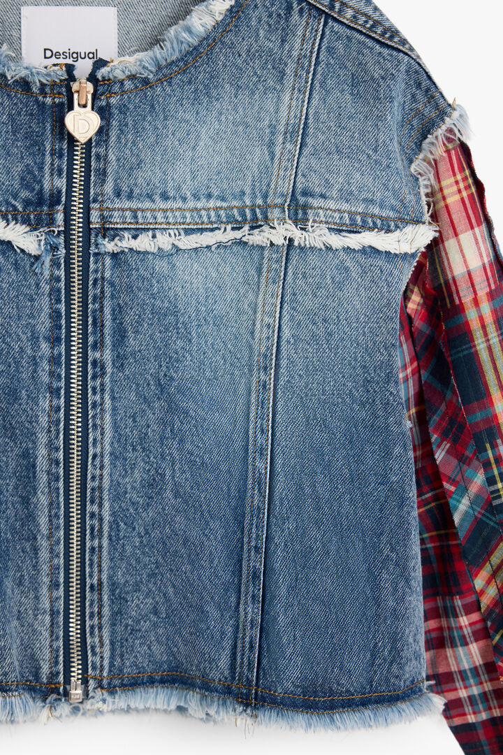 Jaqueta jeans xadrez