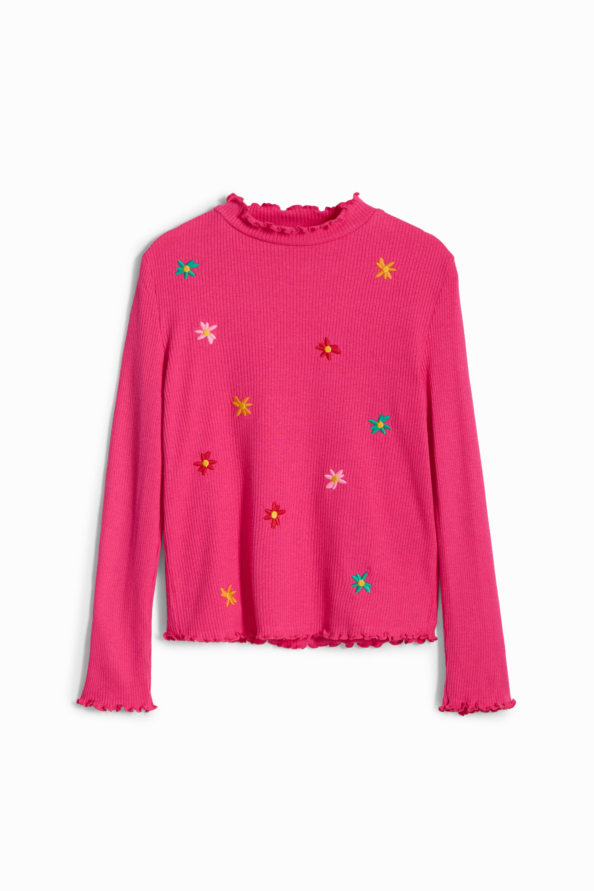 Camiseta flores bordadas - RED - 5/6