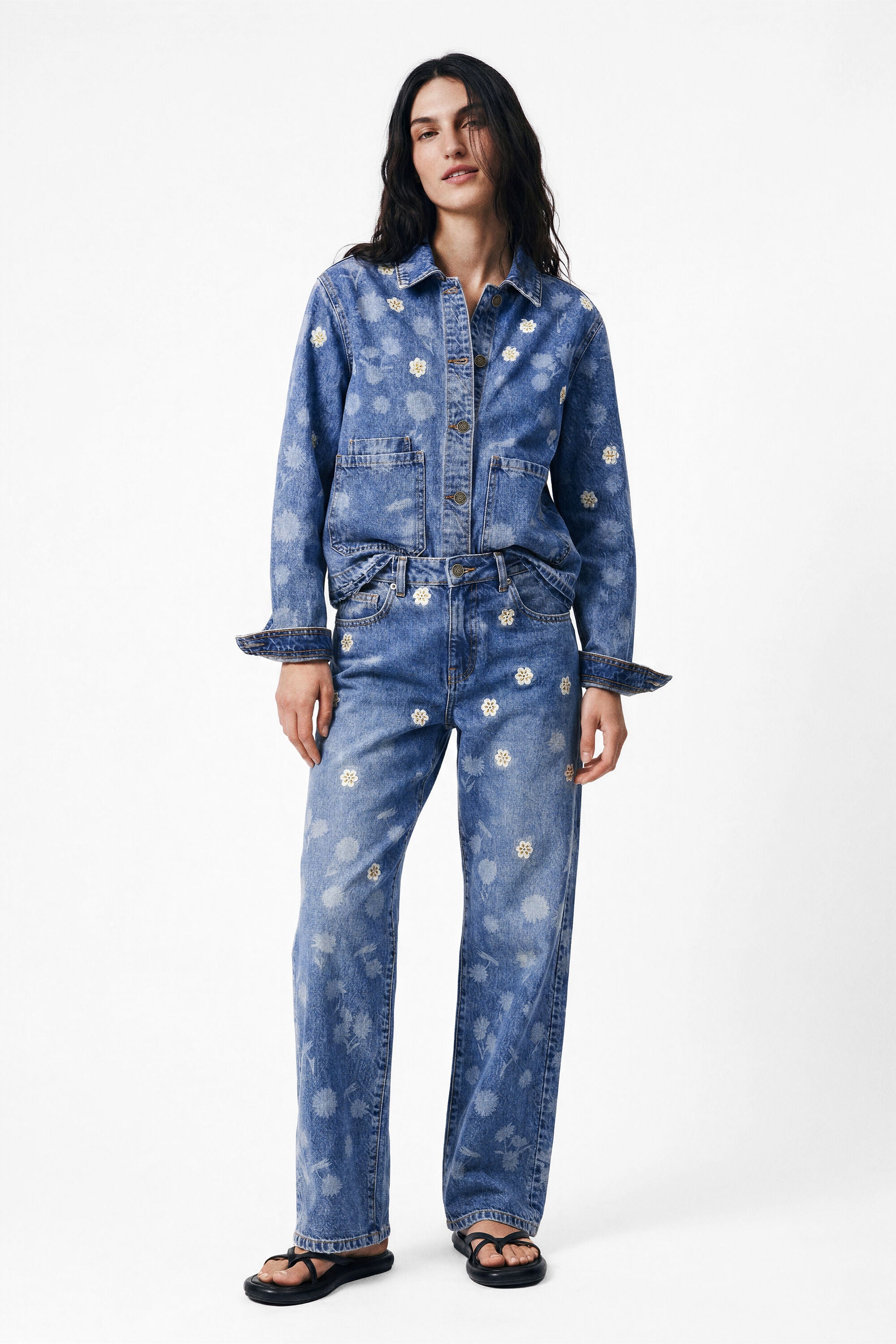 Geborduurde regular jeans - BLUE - 34