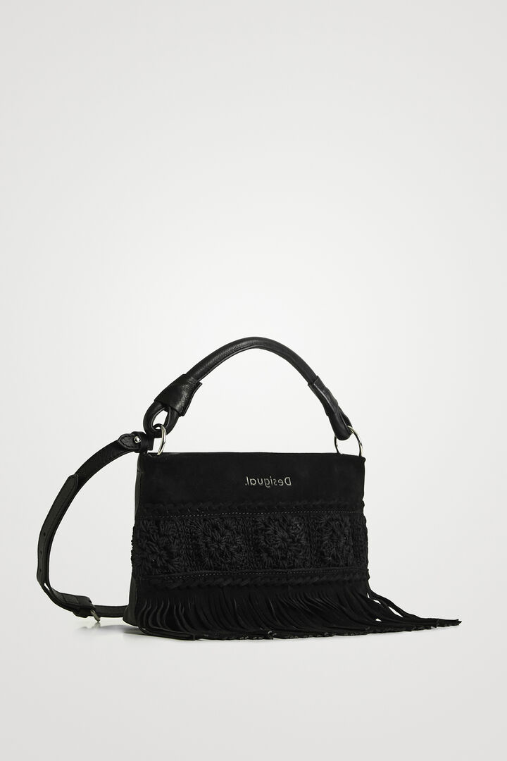 Borsa a tracolla pelle e frange | Desigual