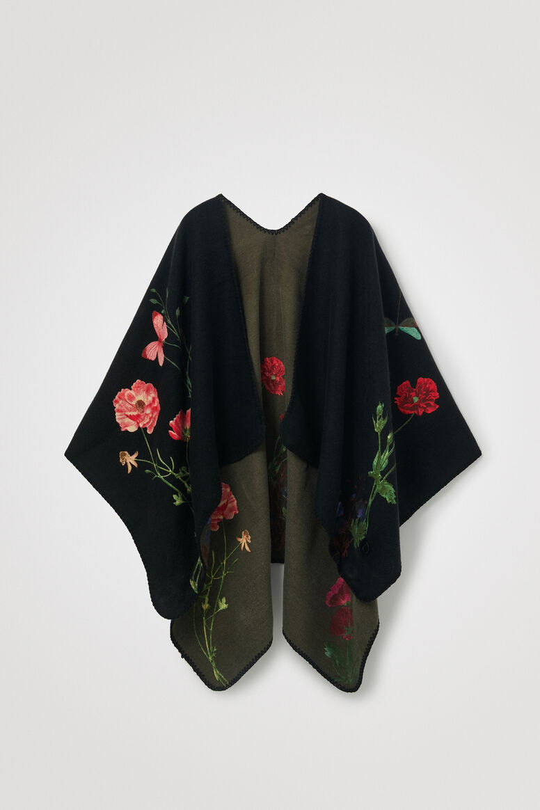 Embroidered long poncho | Desigual