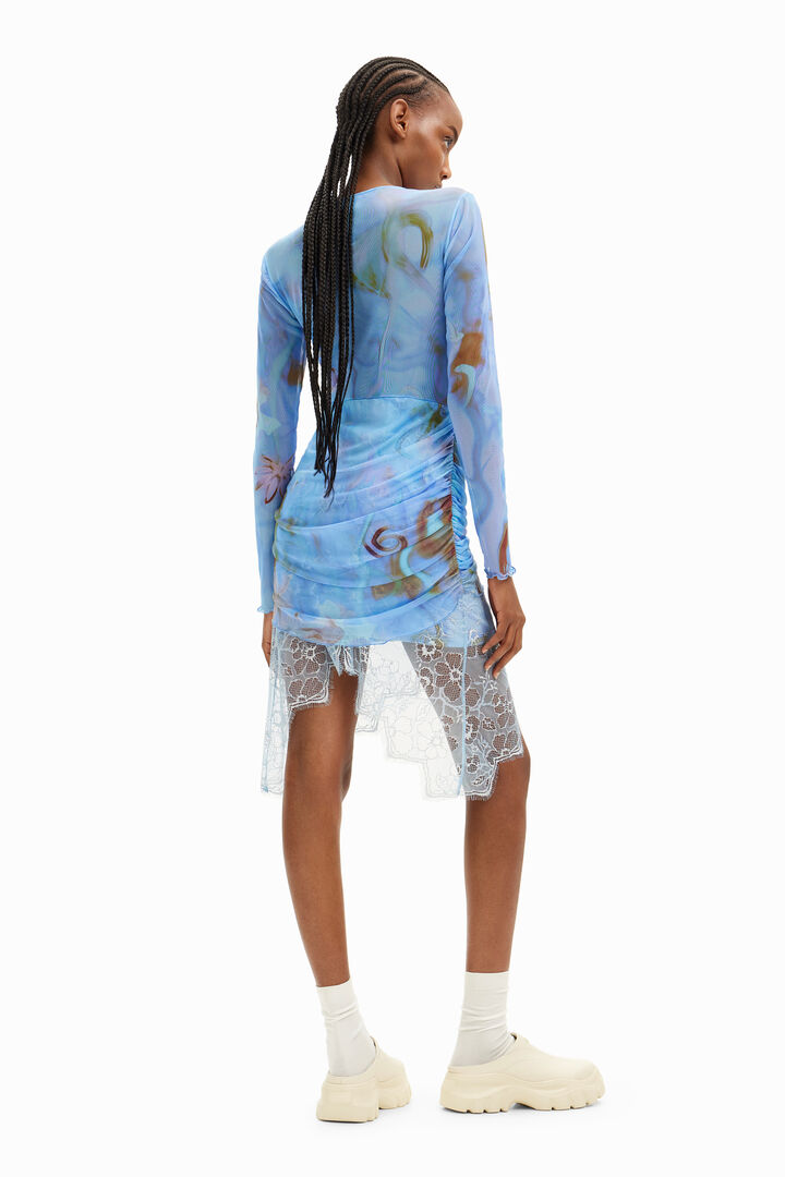 Vestido corto de malla manga larga Collina Strada | Desigual