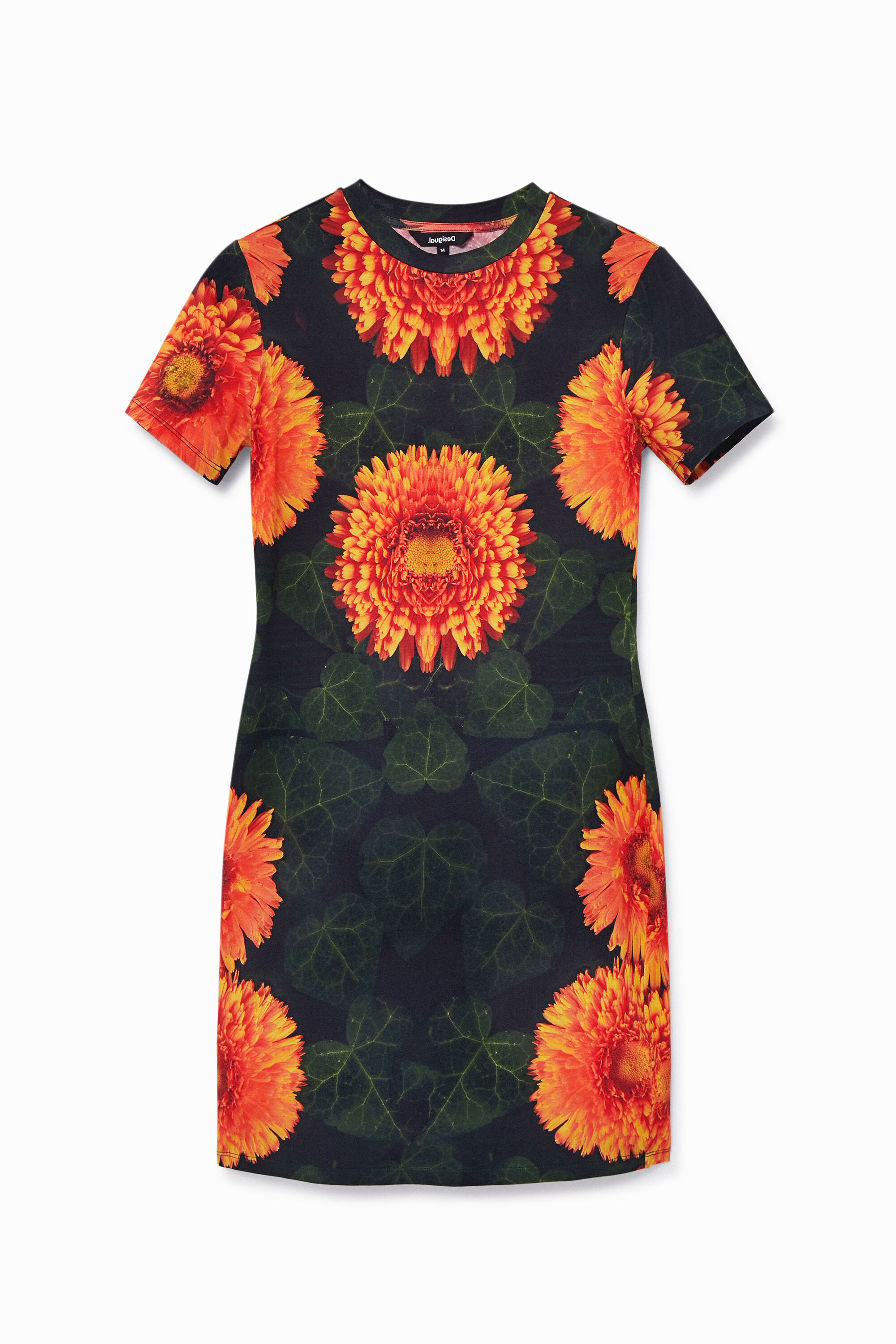 Desigual Floral T-shirt Dress In Orange