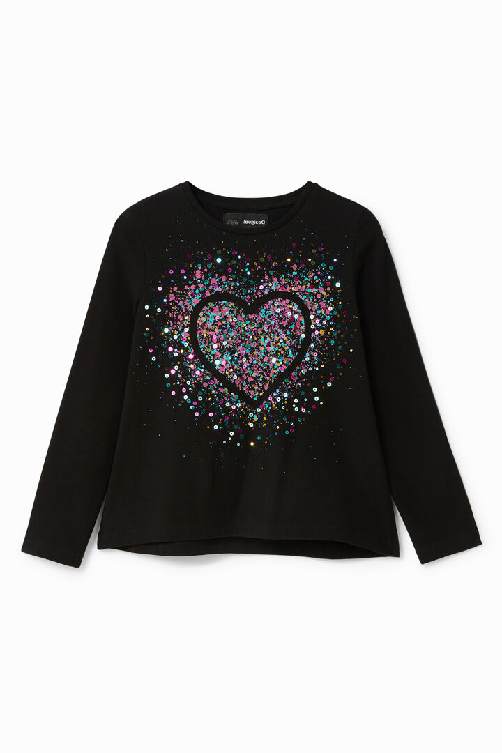 Camiseta corazón lentejuelas | Desigual