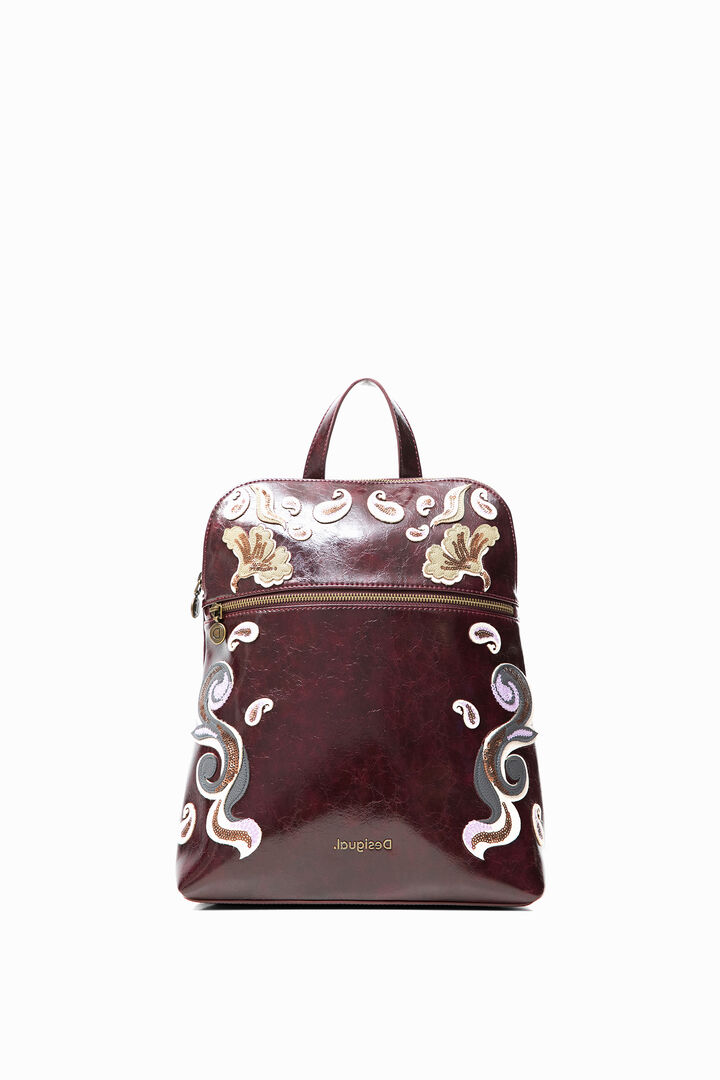 Zaino quadrato in similpelle ricamata | Desigual