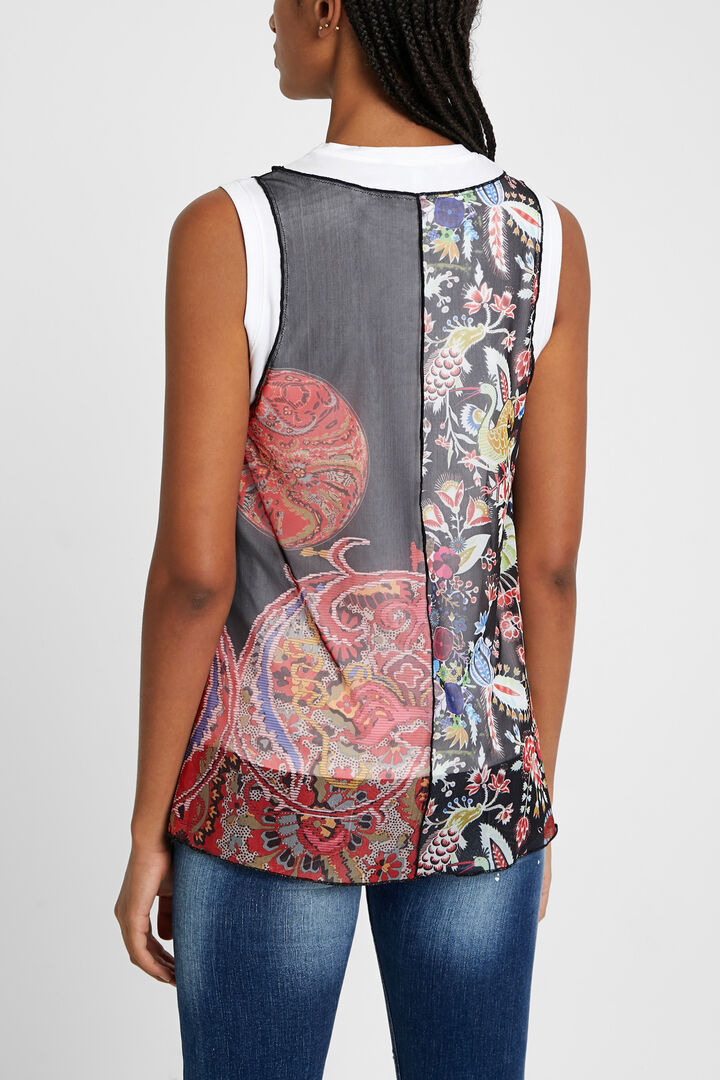 T-shirt multicamada multicolorida | Desigual