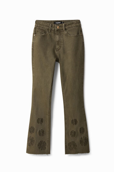 Cropped Flared jeans met borduursels | Desigual