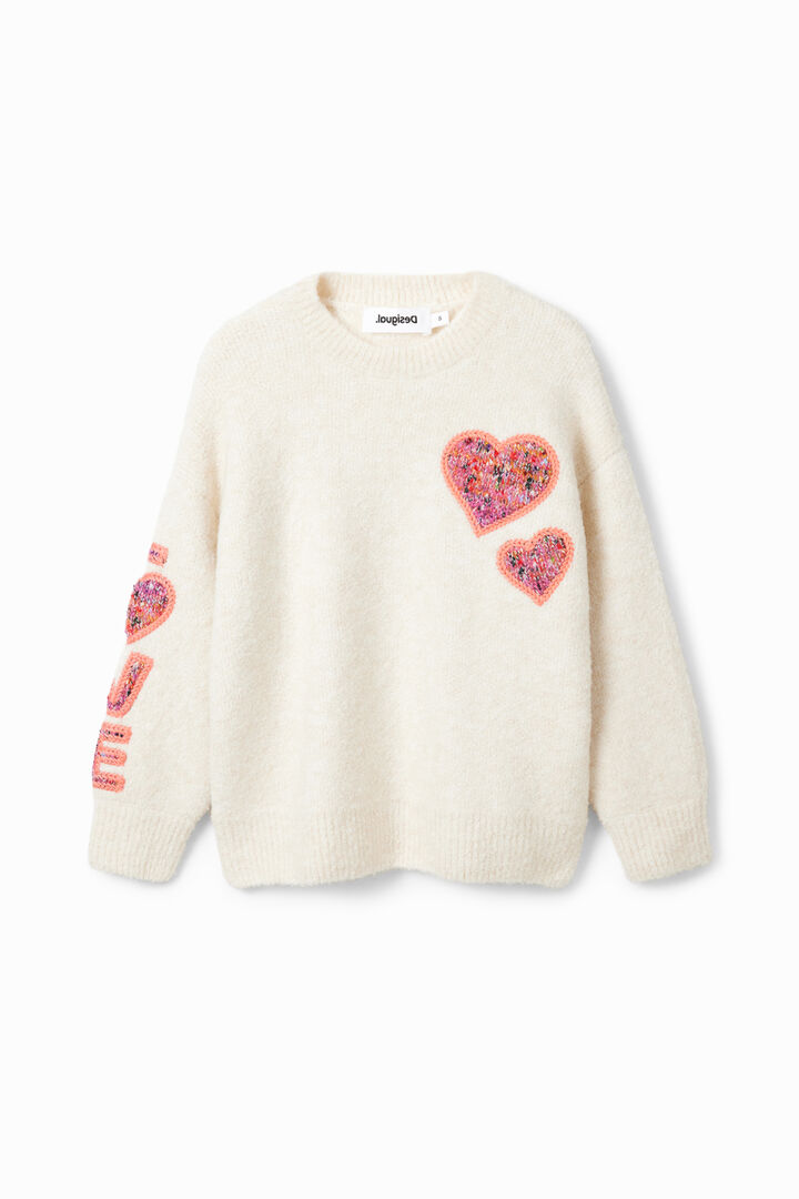 Heart knit pullover