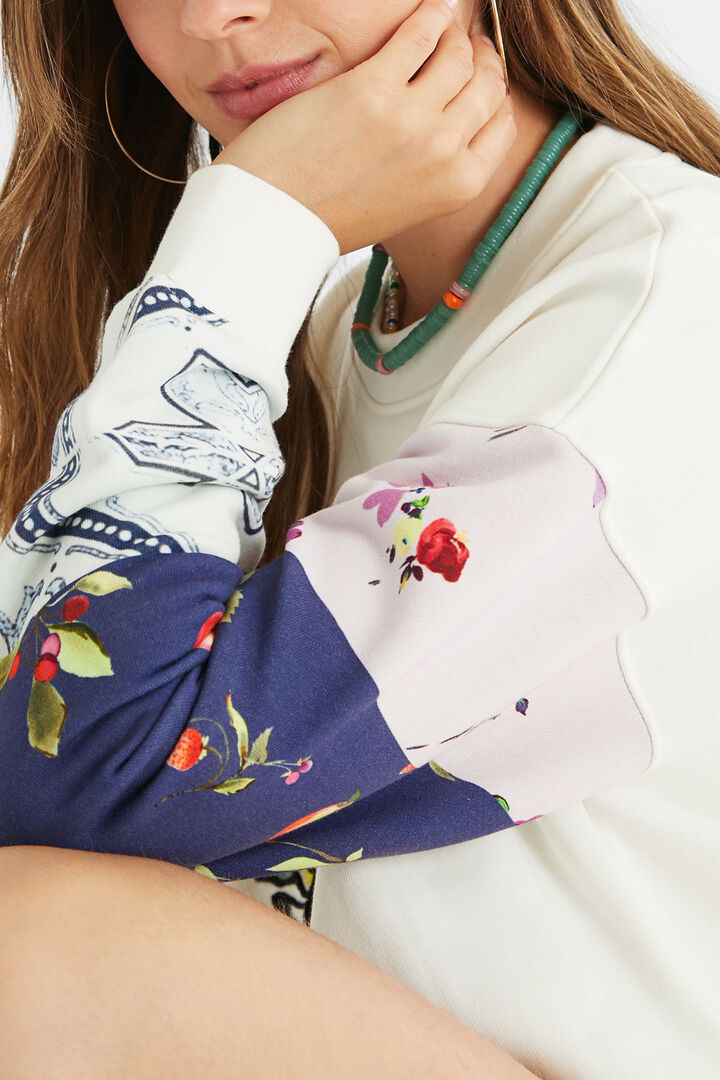 Cotton jumper patch sleeves | Desigual