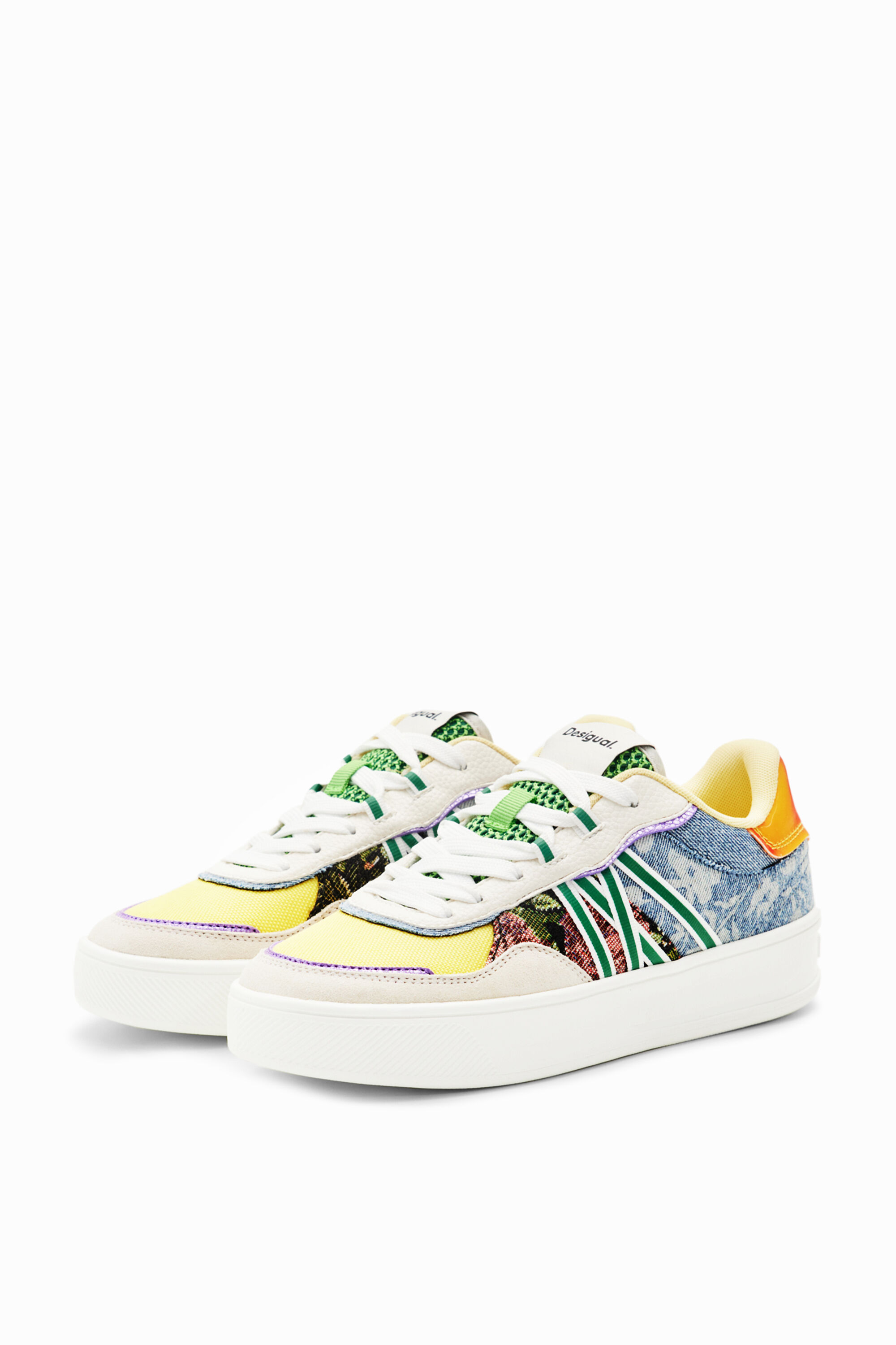 Patchwork platform sneakers - MATERIAL FINISHES - 37